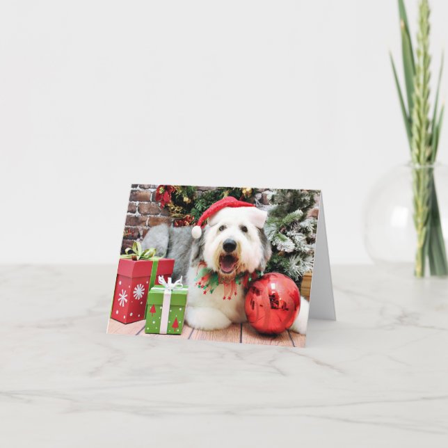 Cartes Pour Fêtes Annuelles Noël - Old English Sheepdog - Alphy (Devant)