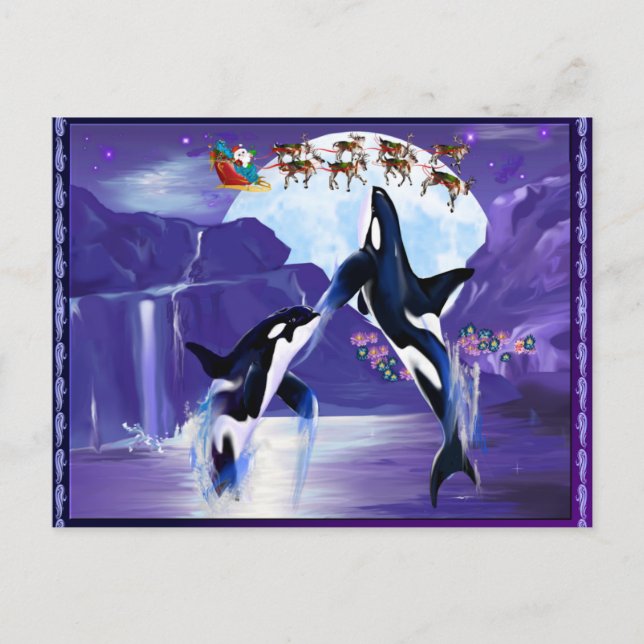 Cartes Pour Fêtes Annuelles Noël Orca (Devant)