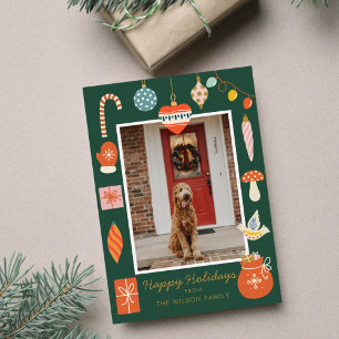 Cartes Pour Fêtes Annuelles Noël Ornement coloré mignon Photo de famille