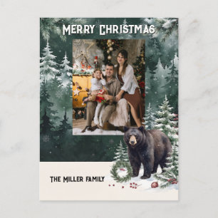 Cartes Pour Fêtes Annuelles Noël ours noir aquarelle photo personnalisée
