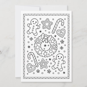 Cartes Pour Fêtes Annuelles Noël Pain d'épice Cookies Coloriage Note plate
