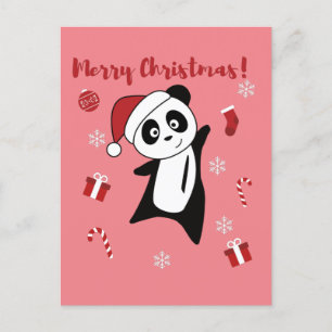 Cartes Pour Fêtes Annuelles Noël Panda Neige Animaux d'hiver Pandas Fêtes