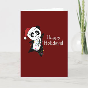 Cartes Pour Fêtes Annuelles Noël Panda Neige Animaux d'hiver Pandas Fêtes