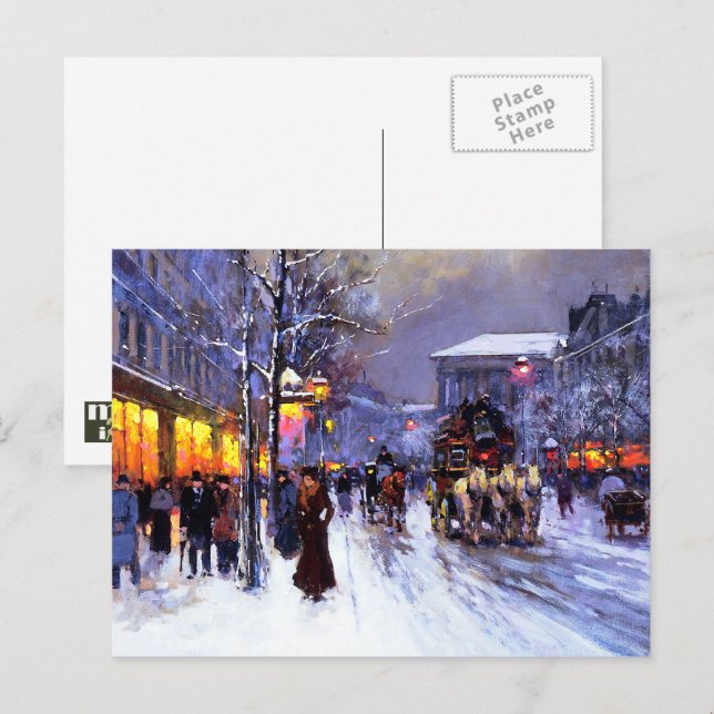 Cartes Pour Fêtes Annuelles Noël parisien vintage (Devant / Derrière)