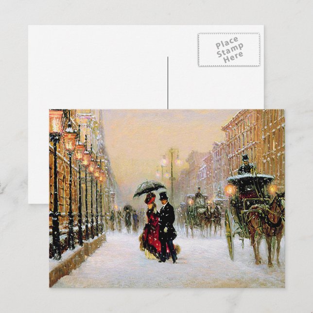 Cartes Pour Fêtes Annuelles Noël parisien vintage (Devant / Derrière)