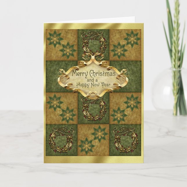 Cartes Pour Fêtes Annuelles Noël Patchwork (Devant)