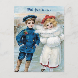 Cartes Pour Fêtes Annuelles Noël, patinage de glace d'enfants