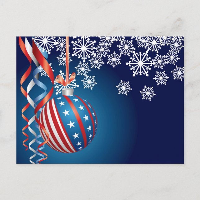 Cartes Pour Fêtes Annuelles Noël patriotique bleu (Devant)