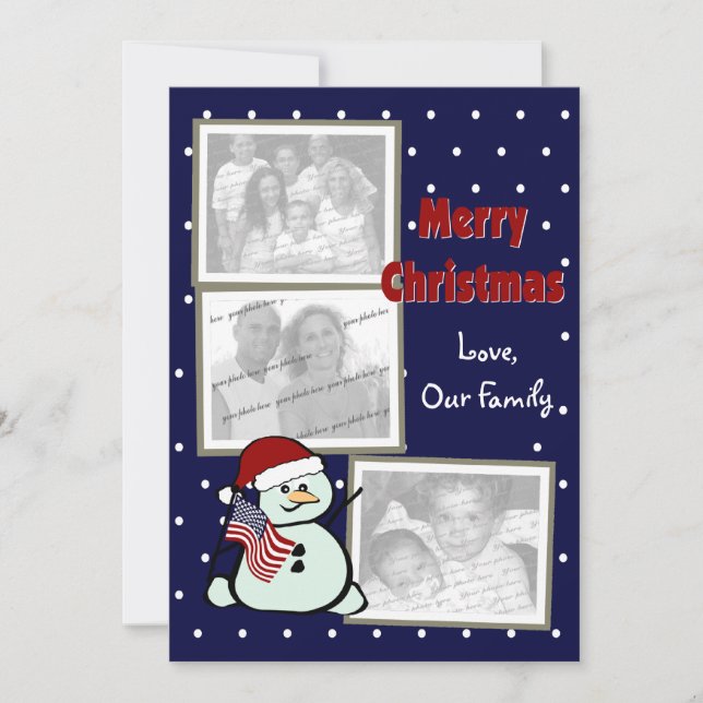 Cartes Pour Fêtes Annuelles Noël Patriotique USA (Devant)