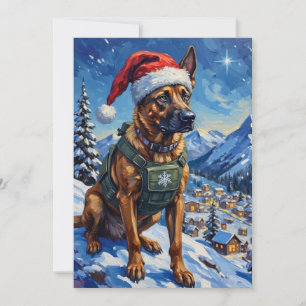Cartes Pour Fêtes Annuelles Noël Patrouille de Montagne Malinois Belge