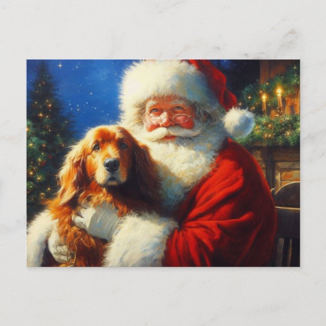 Cartes Pour Fêtes Annuelles Noël Père Noël avec Chiens 4 (Devant)