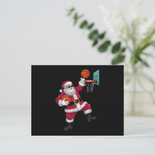 Cartes Pour Fêtes Annuelles Noël Père Noël Dunking Un Basket-ball Noël