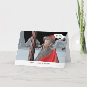 Cartes Pour Fêtes Annuelles Noël : Père Noël lèche le poteau