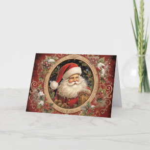 Cartes Pour Fêtes Annuelles Noël Père Noël Orné Vintage