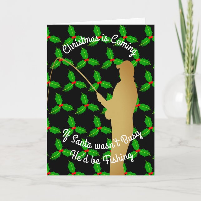 Cartes Pour Fêtes Annuelles Noël Père Noël pêcherait (Devant)