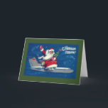 Cartes Pour Fêtes Annuelles Noël Père Noël russe<br><div class="desc">Cette carte de Noël amusante présente un Père Noël russe vintage voyageant sur un grand jetliner. À l'intérieur.</div>