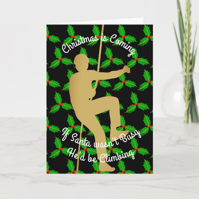 Cartes Pour Fêtes Annuelles Noël Père Noël serait escalade de roche (Devant)