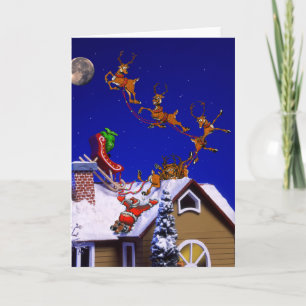 Cartes Pour Fêtes Annuelles Noël - Père Noël s'est écrasé sur le toit