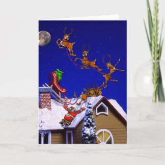 Cartes Pour Fêtes Annuelles Noël - Père Noël s'est écrasé sur le toit