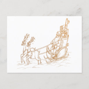 Cartes Pour Fêtes Annuelles Noël Père Noël volant - Reindeer
