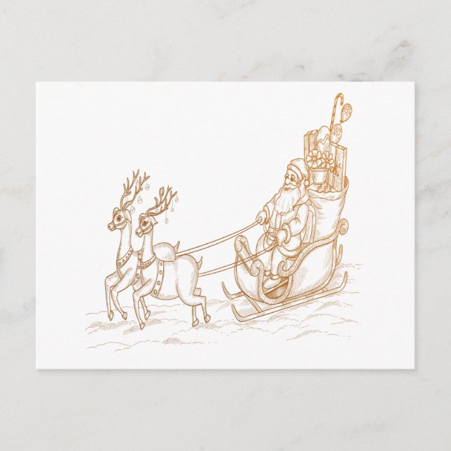 Cartes Pour Fêtes Annuelles Noël Père Noël volant - Reindeer (Devant)