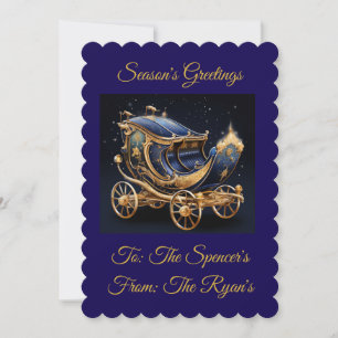 Cartes Pour Fêtes Annuelles Noël personnalisé bleu marine et or vintage