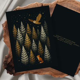 Cartes Pour Fêtes Annuelles Noël personnalisé de la forêt de renards et de hib