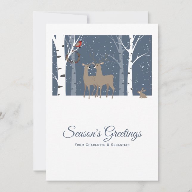 Cartes Pour Fêtes Annuelles Noël personnalisé Deer Couple (Devant)