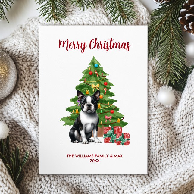 Cartes Pour Fêtes Annuelles Noël personnalisé du chien de Boston Terrier (Créateur téléchargé)