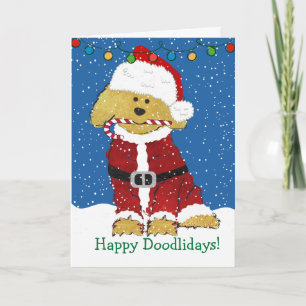 Cartes Pour Fêtes Annuelles Noël personnalisé Goldendoodle Père Noël