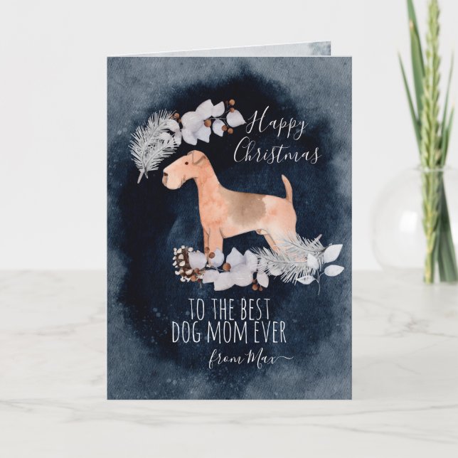 Cartes Pour Fêtes Annuelles Noël personnalisé Lakeland Terrier Aquarelle (Devant)