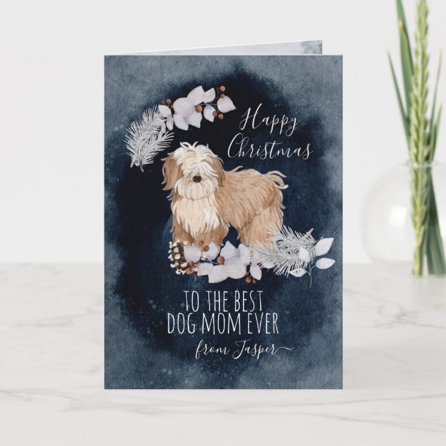 Cartes Pour Fêtes Annuelles Noël personnalisé Tibétain Terrier Maman (Devant)