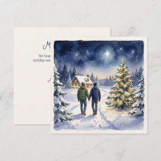 Cartes Pour Fêtes Annuelles Noël personnalisé Vacances Deux hommes Gay