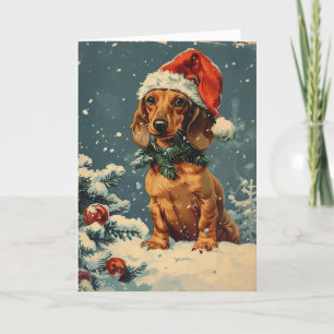 Cartes Pour Fêtes Annuelles Noël personnalisé vintage Dachshund