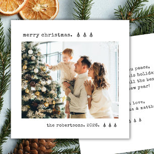 Cartes Pour Fêtes Annuelles Noël Photo Arbre de Pin Minimaliste à la Machine à