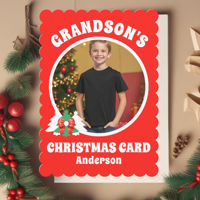 Cartes Pour Fêtes Annuelles Noël photo de Grandson personnalisé (Créateur téléchargé)