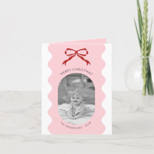 Cartes Pour Fêtes Annuelles Noël Photo Escarpée Ruban Rouge