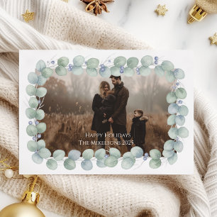 Cartes Pour Fêtes Annuelles Noël Photo Eucalyptus Bleu