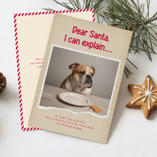 Cartes Pour Fêtes Annuelles Noël Photo Humoristique Drôle de Bulldogue