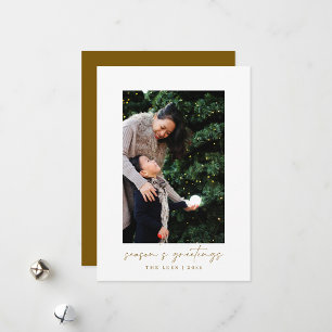 Cartes Pour Fêtes Annuelles Noël photo minimaliste moderne avec écriture manus