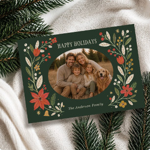 Cartes Pour Fêtes Annuelles Noël Photo Ovale Art Populaire Moderne