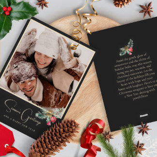 Cartes Pour Fêtes Annuelles Noël Photo Personnalisé Noir Et Or