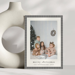 Cartes Pour Fêtes Annuelles Noël photo verticale à carreaux noir vintage