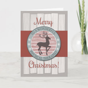Cartes Pour Fêtes Annuelles Noël, physiothérapeute avec renne rustique