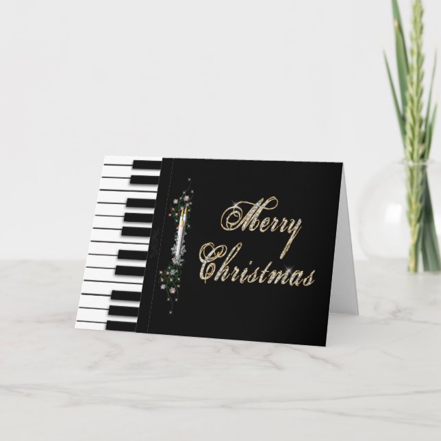 Cartes Pour Fêtes Annuelles Noël - Piano - Musical (Devant)