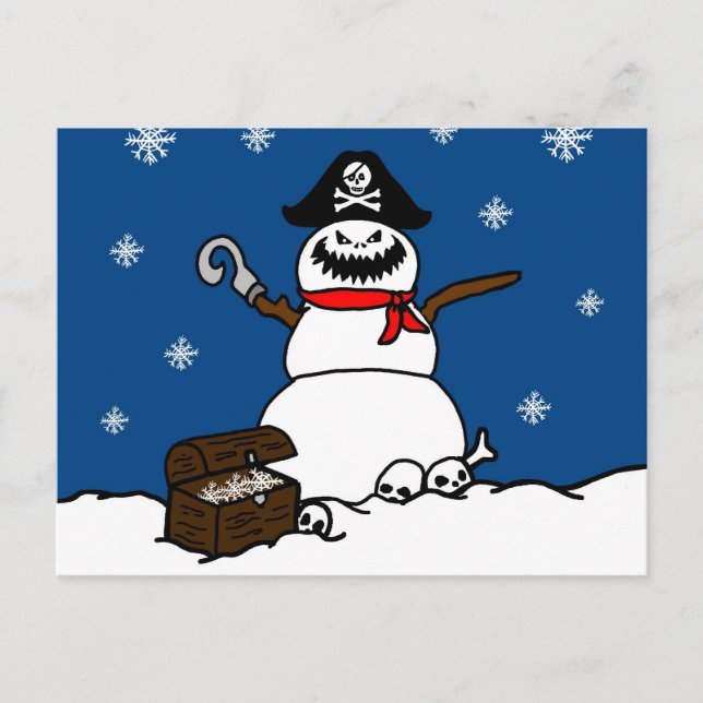 Cartes Pour Fêtes Annuelles Noël Pirate Snowman (Devant)
