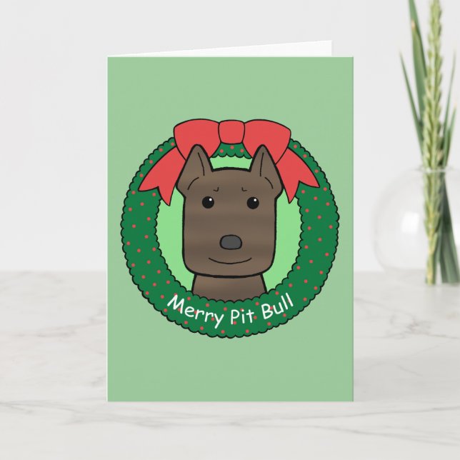 Cartes Pour Fêtes Annuelles Noël Pitbull (Devant)