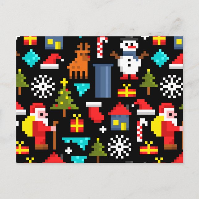 Cartes Pour Fêtes Annuelles Noël Pixel (Devant)