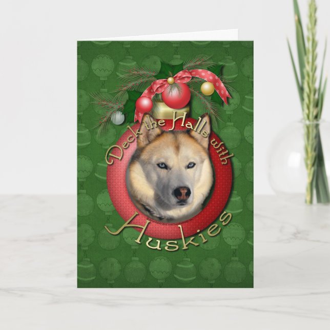 Cartes Pour Fêtes Annuelles Noël - plate-forme les halls - chiens de traîneau (Devant)