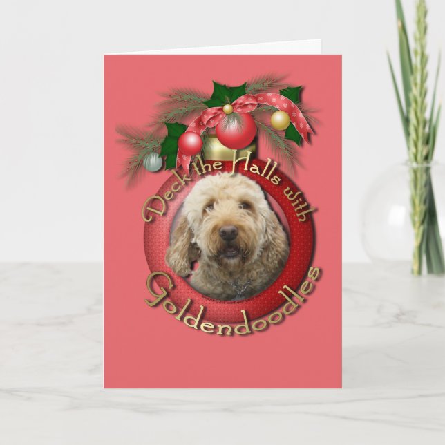 Cartes Pour Fêtes Annuelles Noël - plate-forme les halls - Goldendoodles (Devant)